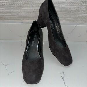 ⭐️⭐️ Stuart Weitzman Gray suede block Heels shoes pumps Elegant sz 7N 7 Narrow